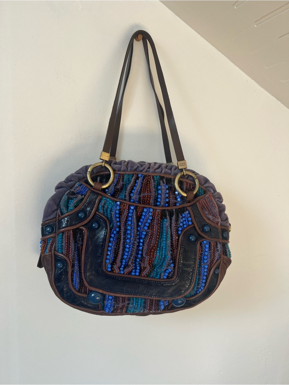 Vintage Jamin Puech blue beaded purse circa 2005